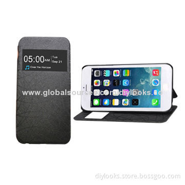 Leather Case with Call Display ID Window and Holder, for iPhone 6